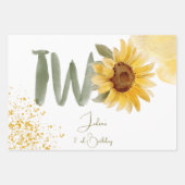 Wasserfarbene Sonnenblume zweite Geburtstag Geschenkpapier Set (Vorderseite)