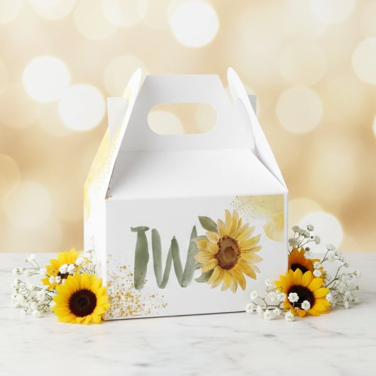 Wasserfarbene Sonnenblume zweite Geburtstag Geschenkschachtel