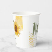 Wasserfarbene Sonnenblume zweite Geburtstag Pappbecher (Rechts)