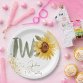 Wasserfarbene Sonnenblume zweite Geburtstag Pappteller (Party)
