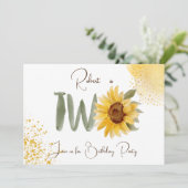 Wasserfarbene Sonnenblume zweiter Geburtstag Einla Einladung (Stehend Vorderseite)