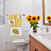 Wasserfarbene Sonnenblumen Badhandtuch Set