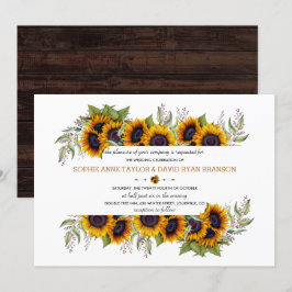 Wasserfarbene Sonnenblumen bezaubern alte Braun-Ho Einladung