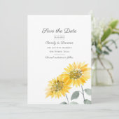 Wasserfarbene Sonnenblumen Botanisches Rett des Da Save The Date (Stehend Vorderseite)