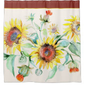 Wasserfarbene Sonnenblumen Duschvorhang (Vorderseite)