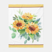 Wasserfarbene Sonnenblumen Fleecedecke (Vorderseite)