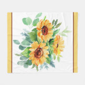 Wasserfarbene Sonnenblumen Fleecedecke (Vorderseite (Horizontal))