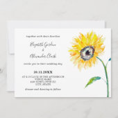 Wasserfarbene Sonnenblumen Horizontal Einfaches De Einladung (Vorderseite)