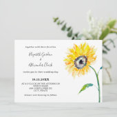 Wasserfarbene Sonnenblumen Horizontal Einfaches De Einladung (Stehend Vorderseite)