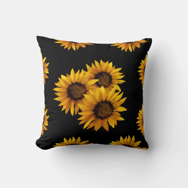 Wasserfarbene Sonnenblumen Kissen (Vorderseite)