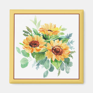 Wasserfarbene Sonnenblumen Magnet