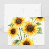 Wasserfarbene Sonnenblumen mit Cremefarben Postkarte (Vorne/Hinten)