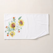 Wasserfarbene Sonnenblumen personalisiert Badhandtuch Set (Handtuch)