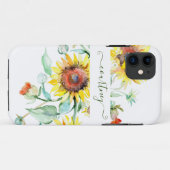 Wasserfarbene Sonnenblumen personalisiert Case-Mate iPhone Hülle (Rückseite (Horizontal))