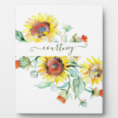 Wasserfarbene Sonnenblumen personalisiert Fotoplatte (Vorderseite)