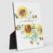 Wasserfarbene Sonnenblumen personalisiert Fotoplatte (Seite)