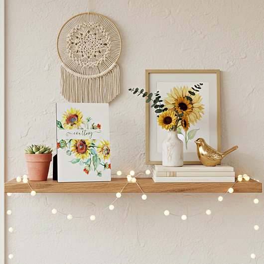 Wasserfarbene Sonnenblumen personalisiert Fotoplatte