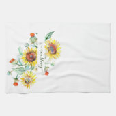Wasserfarbene Sonnenblumen personalisiert Geschirrtuch (Horizontal)