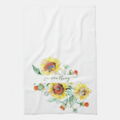 Wasserfarbene Sonnenblumen personalisiert Geschirrtuch (Vertikal)