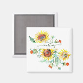 Wasserfarbene Sonnenblumen personalisiert Magnet (Vorderseite/Rückseite)