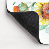 Wasserfarbene Sonnenblumen personalisiert Mousepad (Ecke)