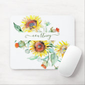 Wasserfarbene Sonnenblumen personalisiert Mousepad (Mit Mouse)