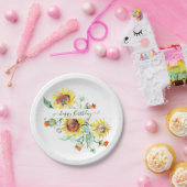 Wasserfarbene Sonnenblumen personalisiert Pappteller (Party)