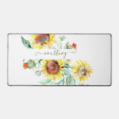 Wasserfarbene Sonnenblumen personalisiert Schreibtischunterlage (Vorderseite)