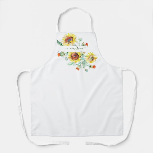 Wasserfarbene Sonnenblumen personalisiert Schürze (Vorderseite)