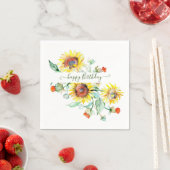 Wasserfarbene Sonnenblumen personalisiert Serviette (Beispiel)