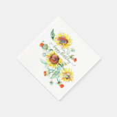 Wasserfarbene Sonnenblumen personalisiert Serviette (Ecke)