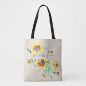 Wasserfarbene Sonnenblumen personalisiert Tasche (Vorderseite)