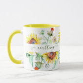 Wasserfarbene Sonnenblumen personalisiert Tasse (Links)