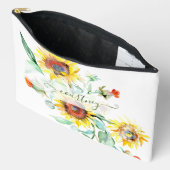 Wasserfarbene Sonnenblumen personalisiert Zubehörtasche (Offen)