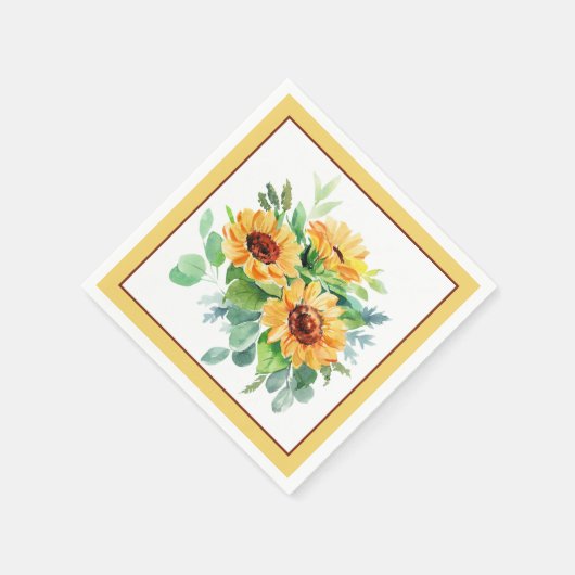 Wasserfarbene Sonnenblumen Serviette (Ecke)
