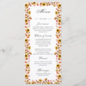 Wasserfarbene Sonnenblumenkürbis Herbstkarte Menükarte (Vorderseite)