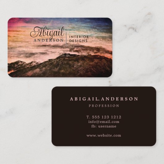 Wasserfarbene Sonnenuntergänge Landschaft Untersch Visitenkarte (Vorne/Hinten)