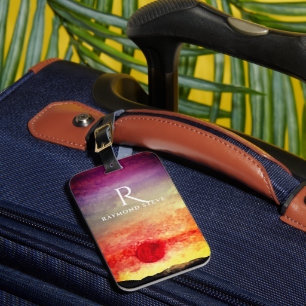 Wasserfarbene Sonnenuntergänge Mit Monogramm Gepäckanhänger