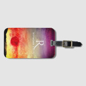 Wasserfarbene Sonnenuntergänge Mit Monogramm Gepäckanhänger (Vorderseite (Horizontal))