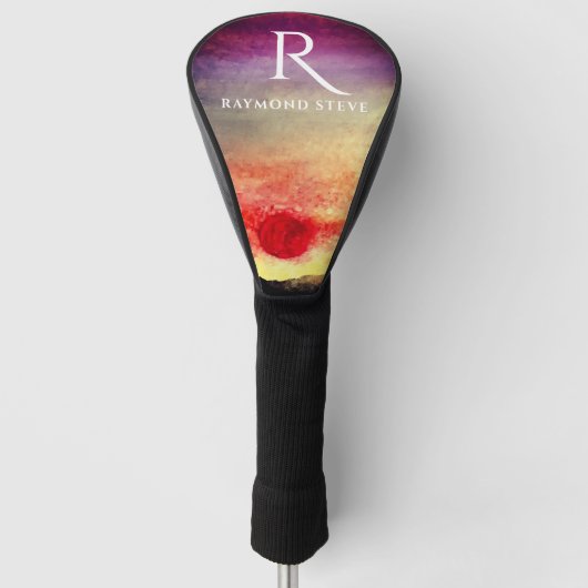 Wasserfarbene Sonnenuntergänge Mit Monogramm Golf Headcover (Vorderseite)