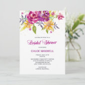 Wasserfarbene Sparkasse Rose Bouquet Brautparty Einladung (Stehend Vorderseite)