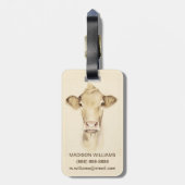 Wasserfarbene Stalltiere | Kuh Gepäckanhänger (Rückseite vertikal)