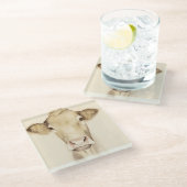 Wasserfarbene Stalltiere | Kuh Glasuntersetzer (Schrägansicht)