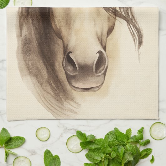 Wasserfarbene Stalltiere | Pferd Geschirrtuch (Gefaltet)