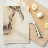 Wasserfarbene Stalltiere | Pferd Geschirrtuch (Viertel Falte)