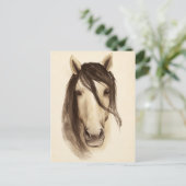 Wasserfarbene Stalltiere | Pferd Postkarte (Stehend Vorderseite)