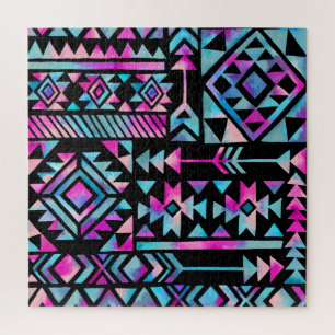 Wasserfarbene Stammesmotive, ethnische Tapeten. Puzzle