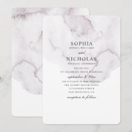 Wasserfarbene staubige Hochzeit. Eleganter einfach Einladung
