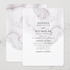 Wasserfarbene staubige Hochzeit. Eleganter einfach Einladung