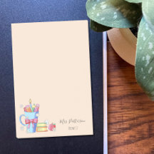 Wasserfarbene Stifte und Bücher Lehrer Nachhinweis